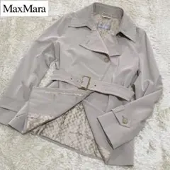 美品 MaxMara 銀タグ ショートトレンチコート ベルト 裏地総柄 ベージュ