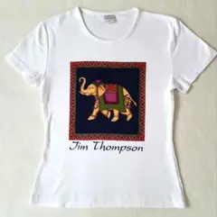 ★美品 Jim Thompson 象プリント白 Tシャツ M コットン100%