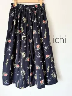 ☆ichi(イチ)ボタニカルフラワーパンツ/ ネイビー