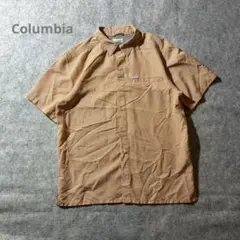 Columbiaシアサッカー古着アウトドア半袖メッシュオレンジギンガムc-boy