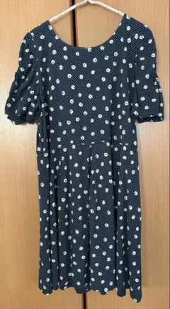 （302）ローズティアラ　小花柄　紺　ネイビー　サイズ46 大きいサイズ
