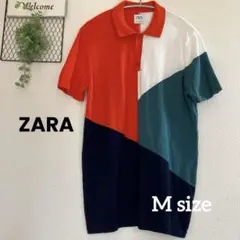 【ZARA】　ザラ　メンズ　半袖　ニット　ポロシャツ　Mサイズ