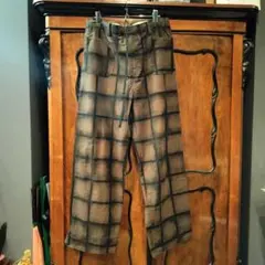 sunsea 18aw flannel check pants