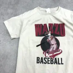 WAZZU　マスコットキャラ　BASEBALL　Tシャツ　古着　ベージュ　S