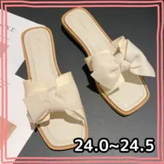 【残り僅か】リボンサンダル 24.0 フラット ローヒール ぺたんこ サンダル