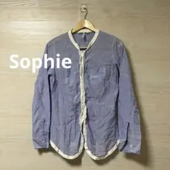 Sophie★ストライプ 前開き キュプラ 切りっぱなし 透け感 イタリア製