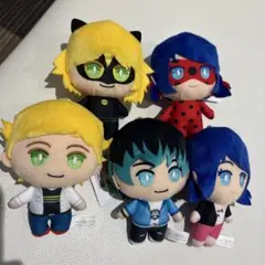 ミラキュラス レディバグ＆シャノワール デフォルメぬいぐるみ　コンプ