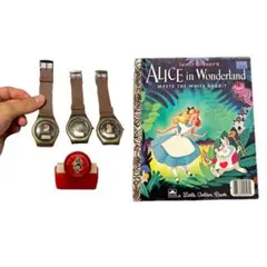 【新品未使用】不思議の国のアリス デジタル 腕時計 絵本 洋書 クリップ