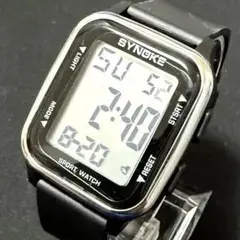 新品 SYNOKEスポーツデジタル防水スクエアウォッチ メンズ腕時計シルバー1