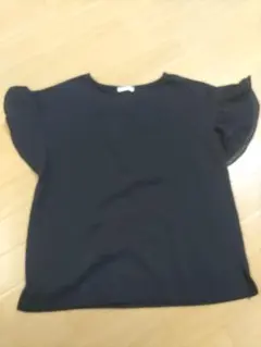(ハニーズ)フリル袖Ｔシャツ　ネイビーМ