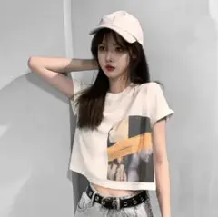 【i5】 トレンド Tシャツ ストリートカルチャー アースカラー　ホワイト