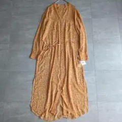 【未使用】サロンアダムエロペ　オレンジ ロング シャツ 　シアー　ワンピース