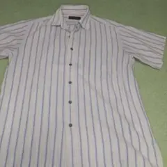 良品★Austin Reed ストライプ麻入り 半袖シャツ S