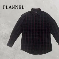 【秋冬定番】 FLANNEL チェック柄ネルシャツ長袖ダークパープル系メンズL