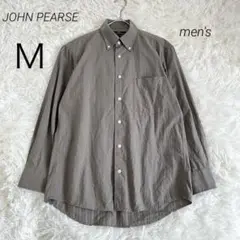 JOHN PEARSE シャツ 長袖 メンズ 刺繍 綿100％ コットン M