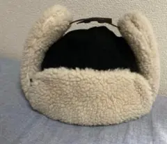 フライトキャップ 黒と白のフリース