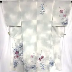 2m2291 着物 正絹 単衣 訪問着 薄緑 赤 ピンク 紫 白 花柄 和装