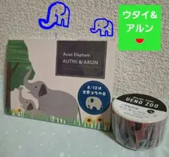 上野動物園⭐ウタイ&アルンマスキングテープ⭐世界ゾウの日４種メモ帳