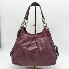 COACH ワンショルダーバッグ トートバッグ ボルドー オールレザー シボ革