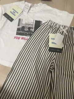 しまむら　megumi Tシャツ　ストライプパンツ　100