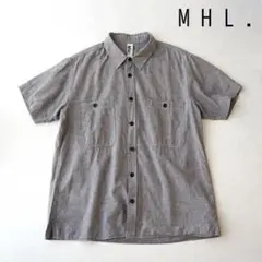 MHL. マーガレットハウエル コットンリネン 半袖 シャツ M 千鳥格子
