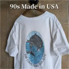 90s USA製　クストー協会　イルカ　アニマル　Tシャツ