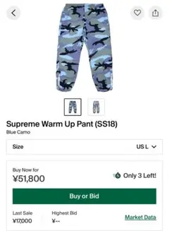 Supreme Warm Up Pants SS18 Blue camo