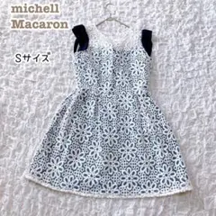 michellMacaron 【S】ミニ丈 ワンピース 刺繍 花柄 フラワー