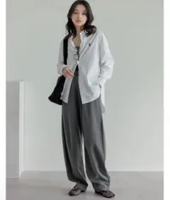 Re:EDIT スムースダンボールバレルレッグパンツ　チャコールグレーSCサイズ
