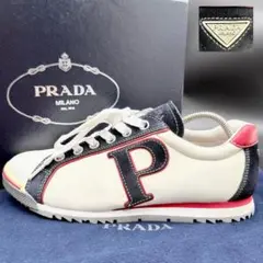 美品✨ プラダ トライアングルロゴ Pロゴ メンズ スニーカー 25.5cm相当