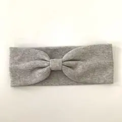 リボン ヘアーバンド グレー