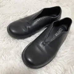 美品 Camper スパイラルコメット レザー フラットシューズ 黒 22.5