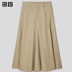 UNIQLOコットンツイルフレアスカート ベージュ WOMEN 64
