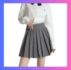 制服スカートプリーツスカートミニスカートインナー付き ハイウエスト グレー L