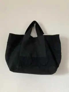 【最終価格】ハンドメイド リネンの布合わせトートバッグ　黒