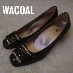 未使用級 Wacoal バックル エナメル パンプス 24cm ワコール