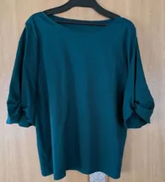 UNTITLED　ティールグリーン バルーンスリーブ カットソー tシャツ