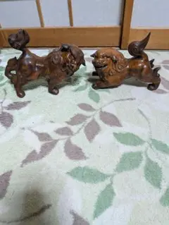 鉄製置物狛犬一対中古