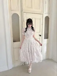 evelyn ラメフリル花柄OP