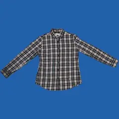 NEWYORKER BLUE ネイビー系チェック長袖シャツ サイズM