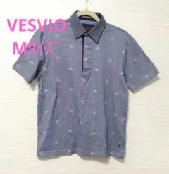 VESVIO ネイビー ストライプ ポロシャツ M
