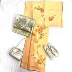 【2351】着物 訪問着・付下 袷 正絹 椿 金駒刺繍 単品販売♪