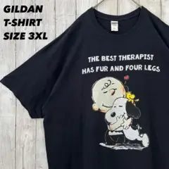 アメリカ古着　超デカイ3XL GILDANギルダン　プリントTシャツ　黒ブラック