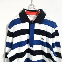 ラコステ LACOSTE ポロシャツ 長袖 ボーダー サイズ4 ワンポイント