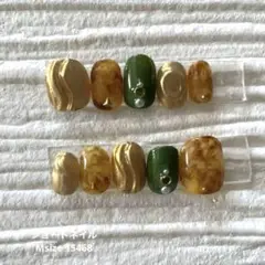 秋デザインべっ甲ショートネイルチップ(原品)