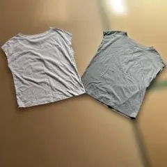 二枚組　無印　グレー グリーン　半袖 Tシャツ コットン