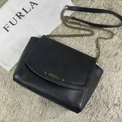 【美品】FULRA フルラ ニューデイジー チェーンショルダーバッグ レザー 黒