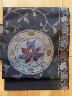 帯 袋帯 茶色 唐草 ゴールド 長さ約430cm 中古品
