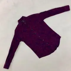 MEN'S BIGI シャツ 花柄 長袖 パープル レッド 綿 Sサイズ 大人