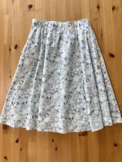 レイカズン♡膝丈スカート♡花柄♡ブルー系♡M
